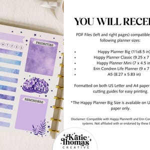 DAILY Planner Printable Inserts Fit Happy Planner Classic, Big and Mini ...