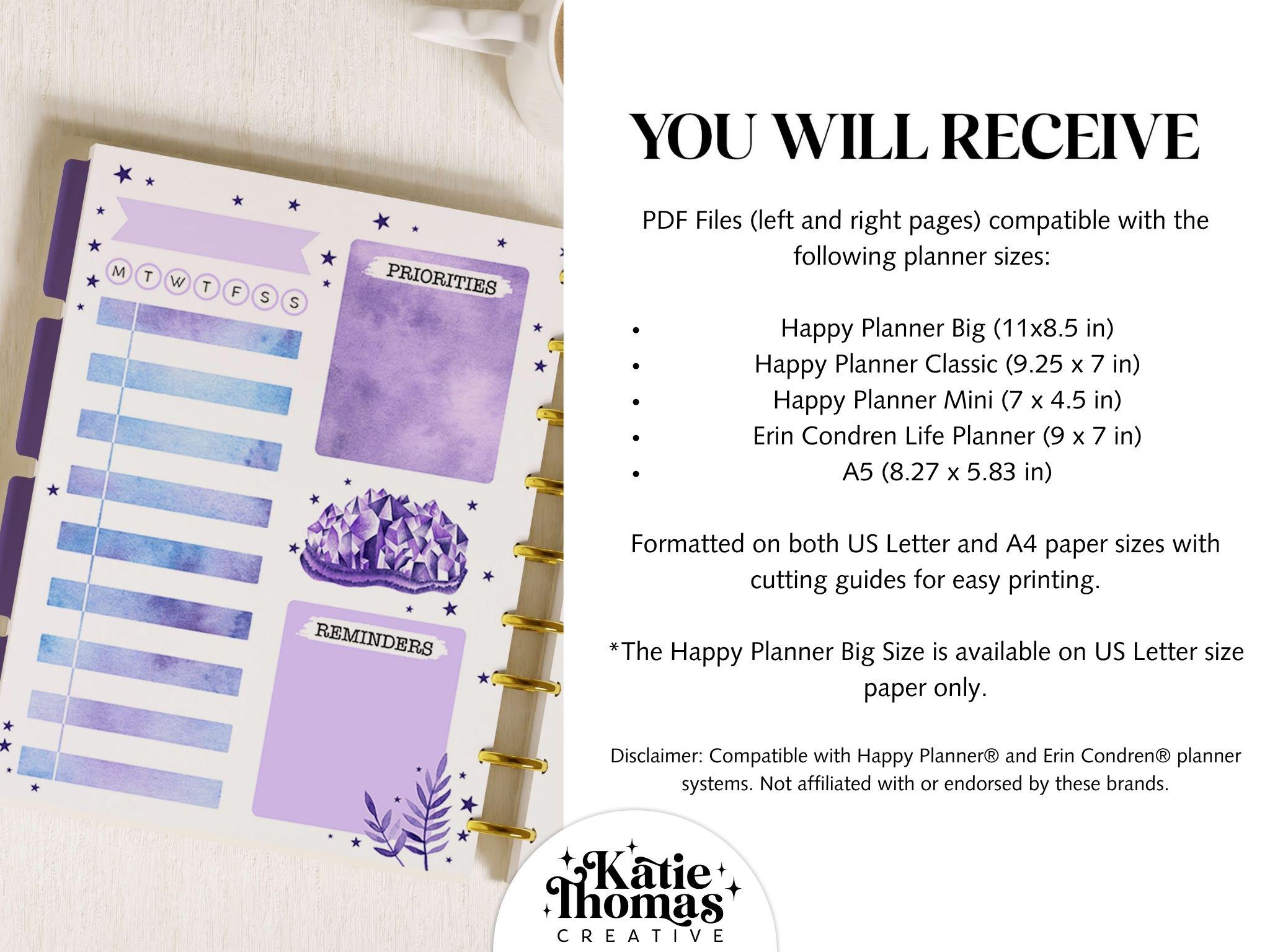 DAILY Planner Printable Inserts Fit Happy Planner Classic, Big and Mini ...