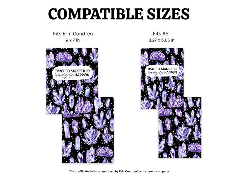 Amethyst Crystal Printable Planner Cover fits Happy Planner Classic, Big, Mini, Erin Condren and A5 Sizes, Magical Witchy Aesthetic image 4