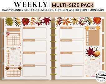 Printable Colouring WEEKLY Planner Inserts for Happy Planner Classic ...