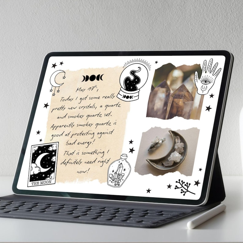 Witchy Digital Stickers Compatible with Goodnotes | 20 Mystical and Tarot-Themed Planner PNGs for iPad & Android Planning image 5