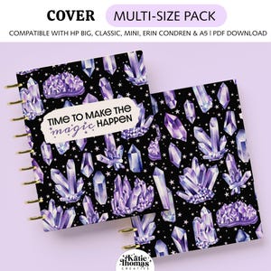 Amethyst Crystal Printable Planner Cover fits Happy Planner Classic, Big, Mini, Erin Condren and A5 Sizes, Magical Witchy Aesthetic