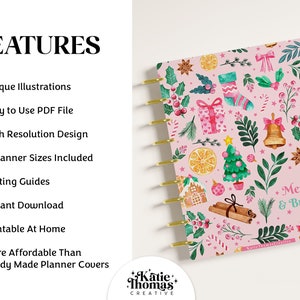 Utskrivbar julkalender eller anteckningsbok för december, passar Happy Planner Classic, Mini, Big, Erin Condren och A5-storlekar, Discbound Planners bild 2