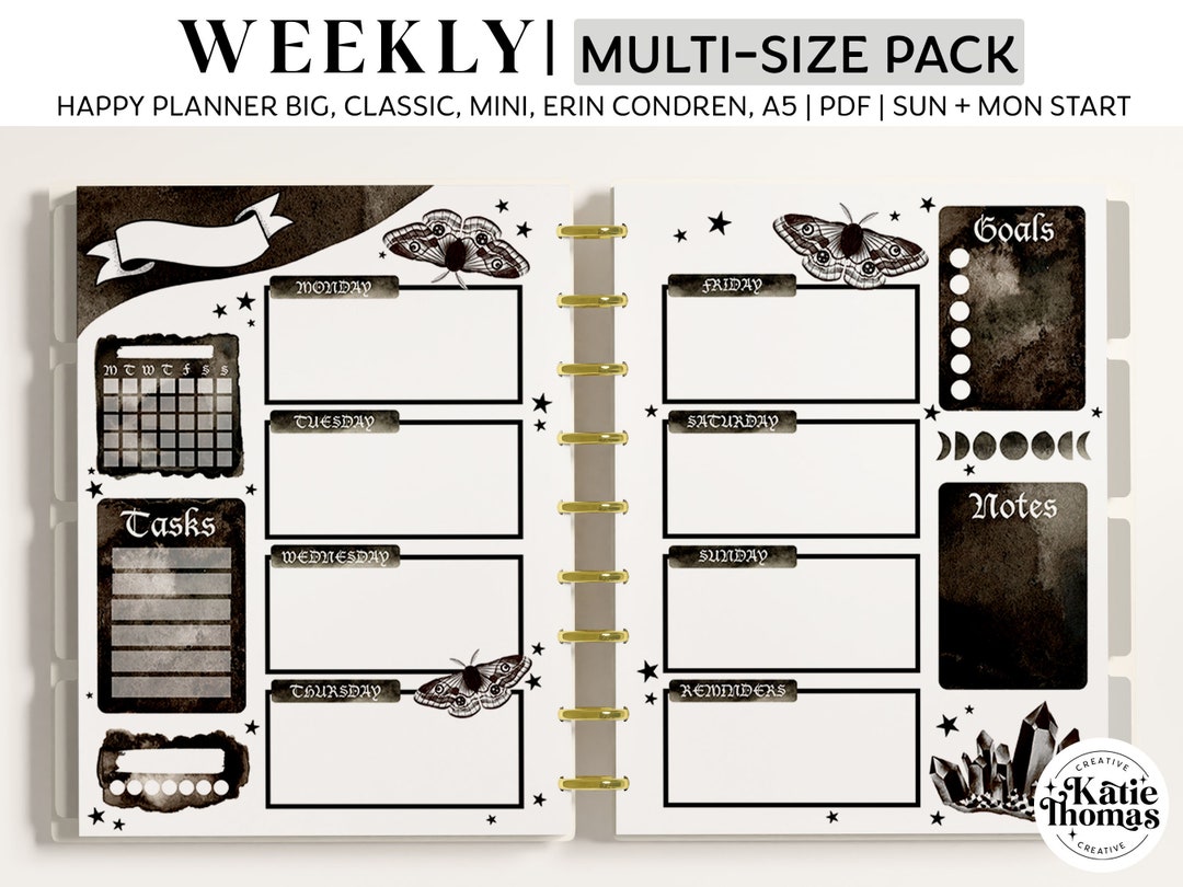 WEEKLY Planner Inserts for Happy Planner Classic, Big & Mini, Erin ...