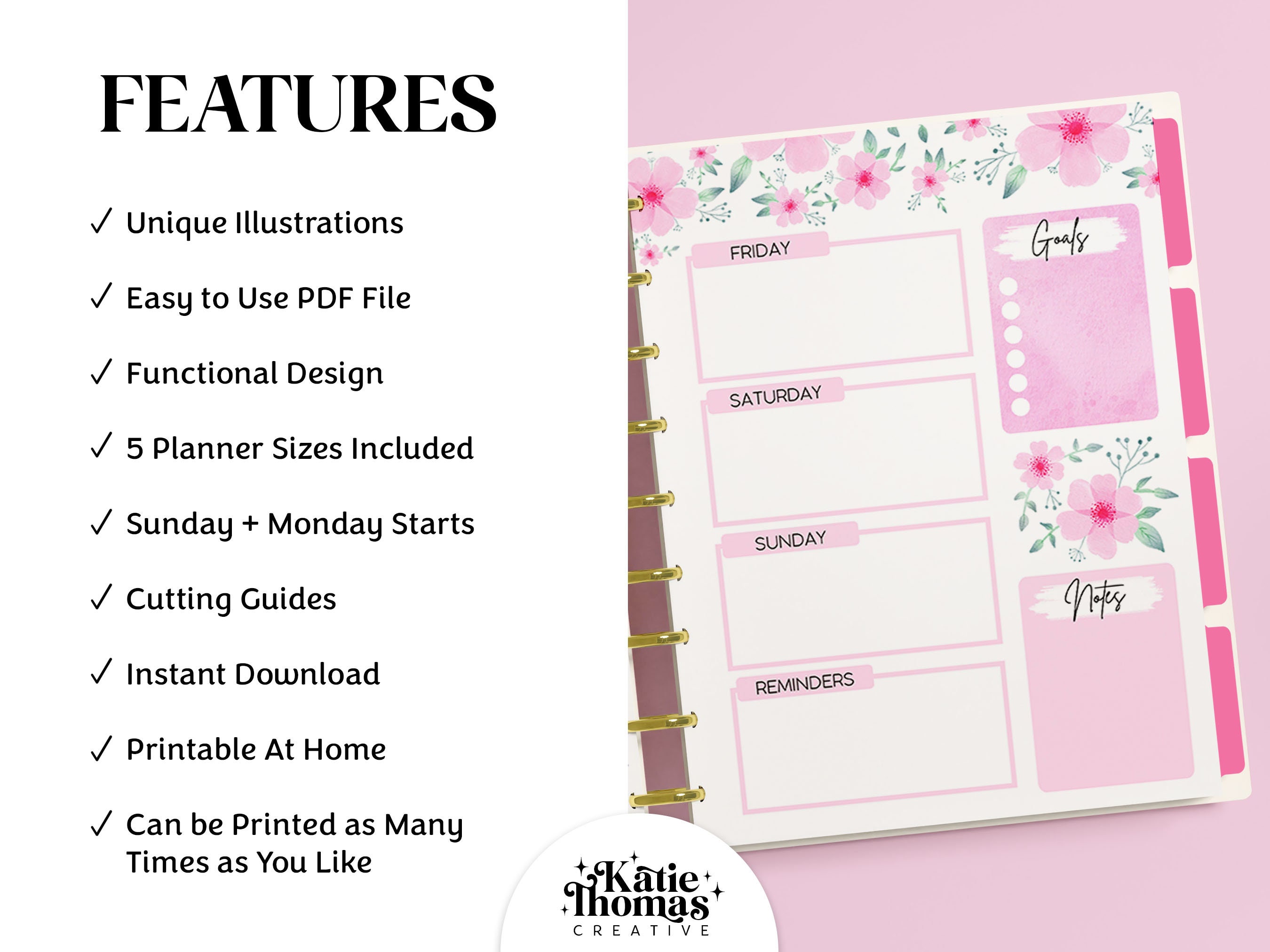 WEEKLY Planner Inserts Fits Happy Planner Classic, Big & Mini, Erin ...