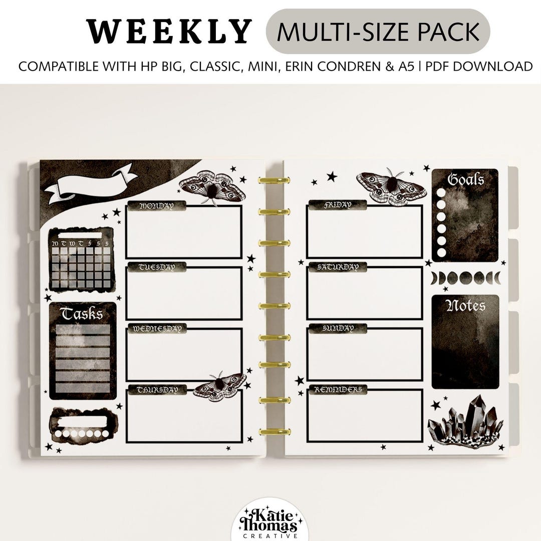 WEEKLY Planner Inserts Fits Happy Planner Classic, Big & Mini, Erin ...
