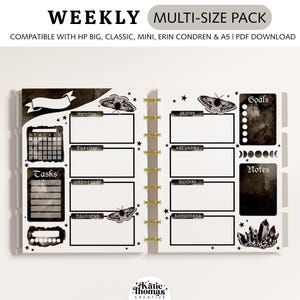 WEEKLY Planner Inserts fits Happy Planner Classic, Big & Mini, Erin Condren and A5 Size Planners, Watercolor Witchy Printable Planner Pages