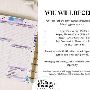 Financial Budget Planner Printable Planner Inserts fits Happy Planner Classic, Big & Mini, Erin Condren and A5 Size Planners, Witchy Planner image 5