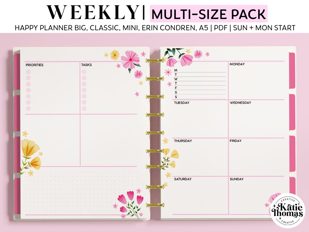 WEEKLY DASHBOARD Planner Inserts for Happy Planner Classic - Etsy Australia
