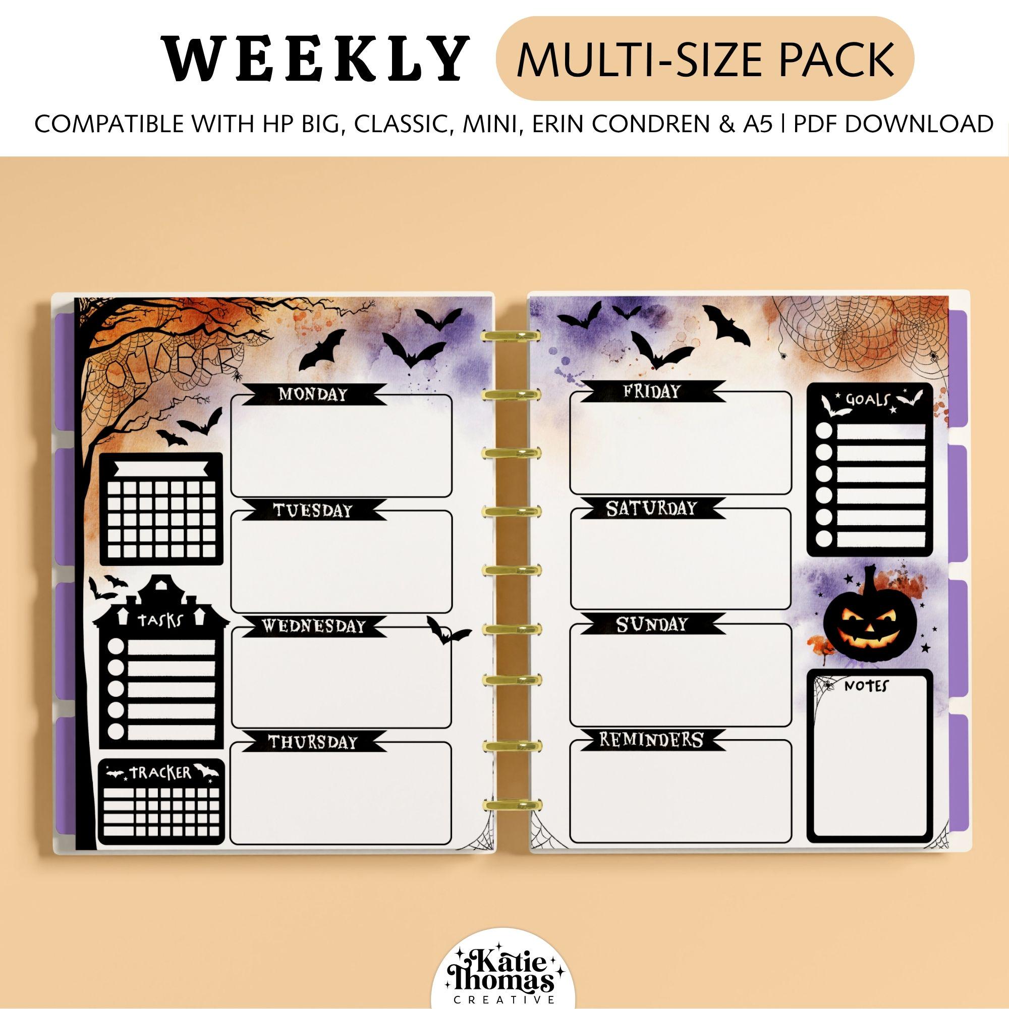 HALLOWEEN WEEKLY HORIZONTAL Planner Inserts Fits Happy Planner Classic ...