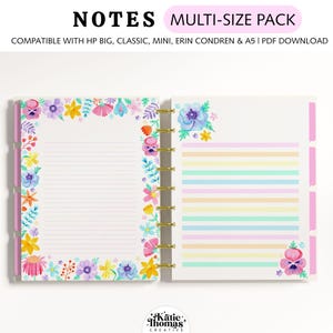 Carta da lettere stampabile con motivo floreale arcobaleno, carta da lettere stampabile adatta per Happy Planner Classic, Big, Mini, Erin Condren e A5 Planner.