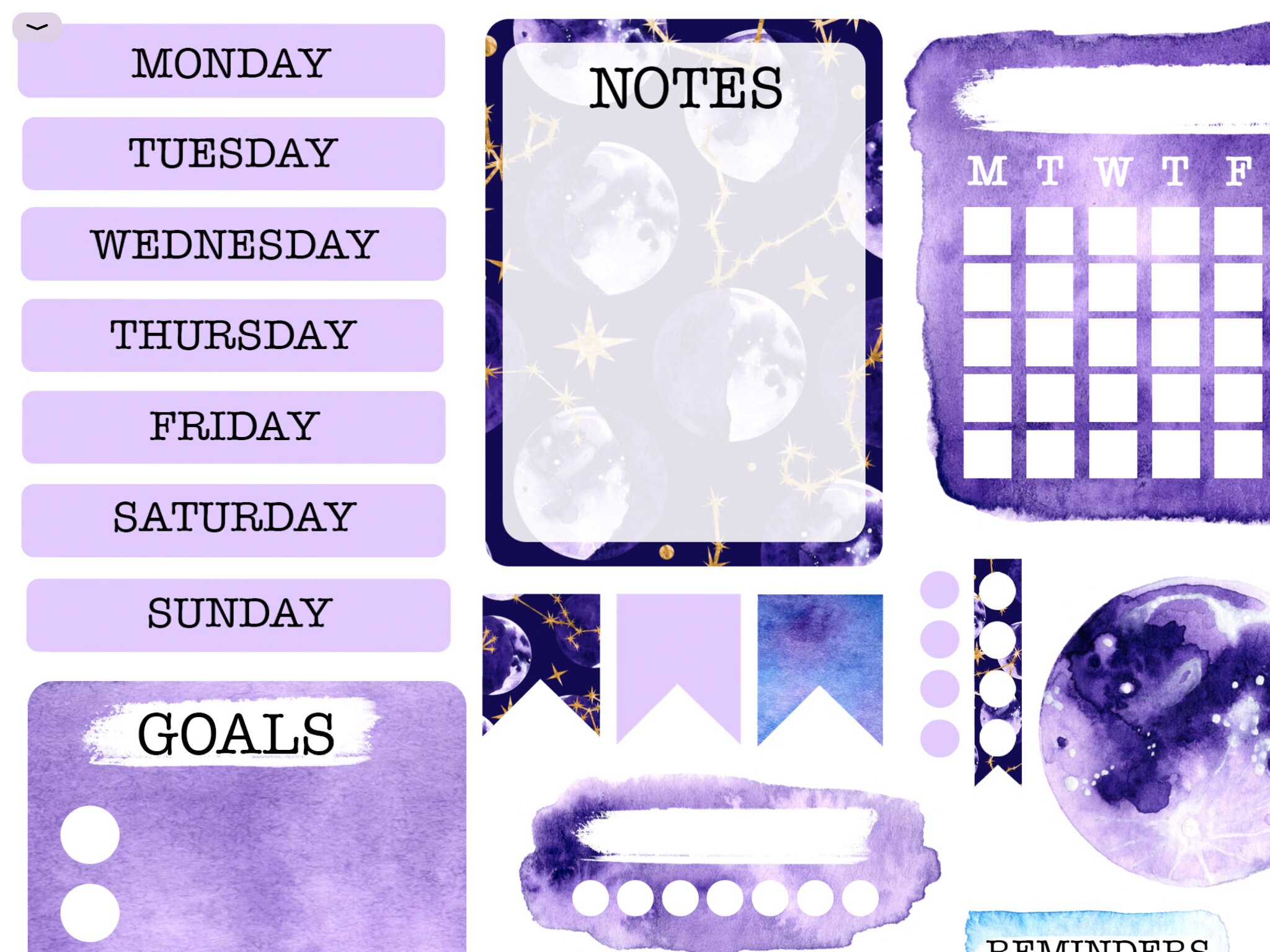digital planner weekly sticker kit 34 aesthetic stickers for etsy