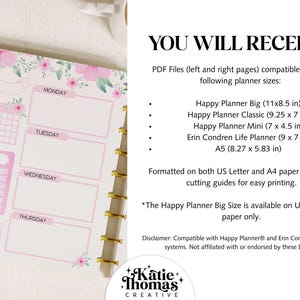WEEKLY Planner Inserts Fits Happy Planner Classic, Big & Mini, Erin ...
