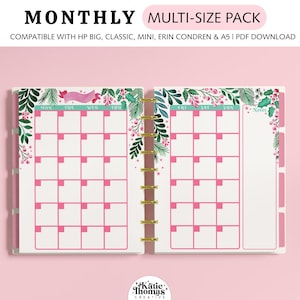 MONTHLY Planner Pages fits Happy Planner Classic, Big & Mini, Erin Condren and A5 Size Planners, Festive Christmas Printable Planner Pages