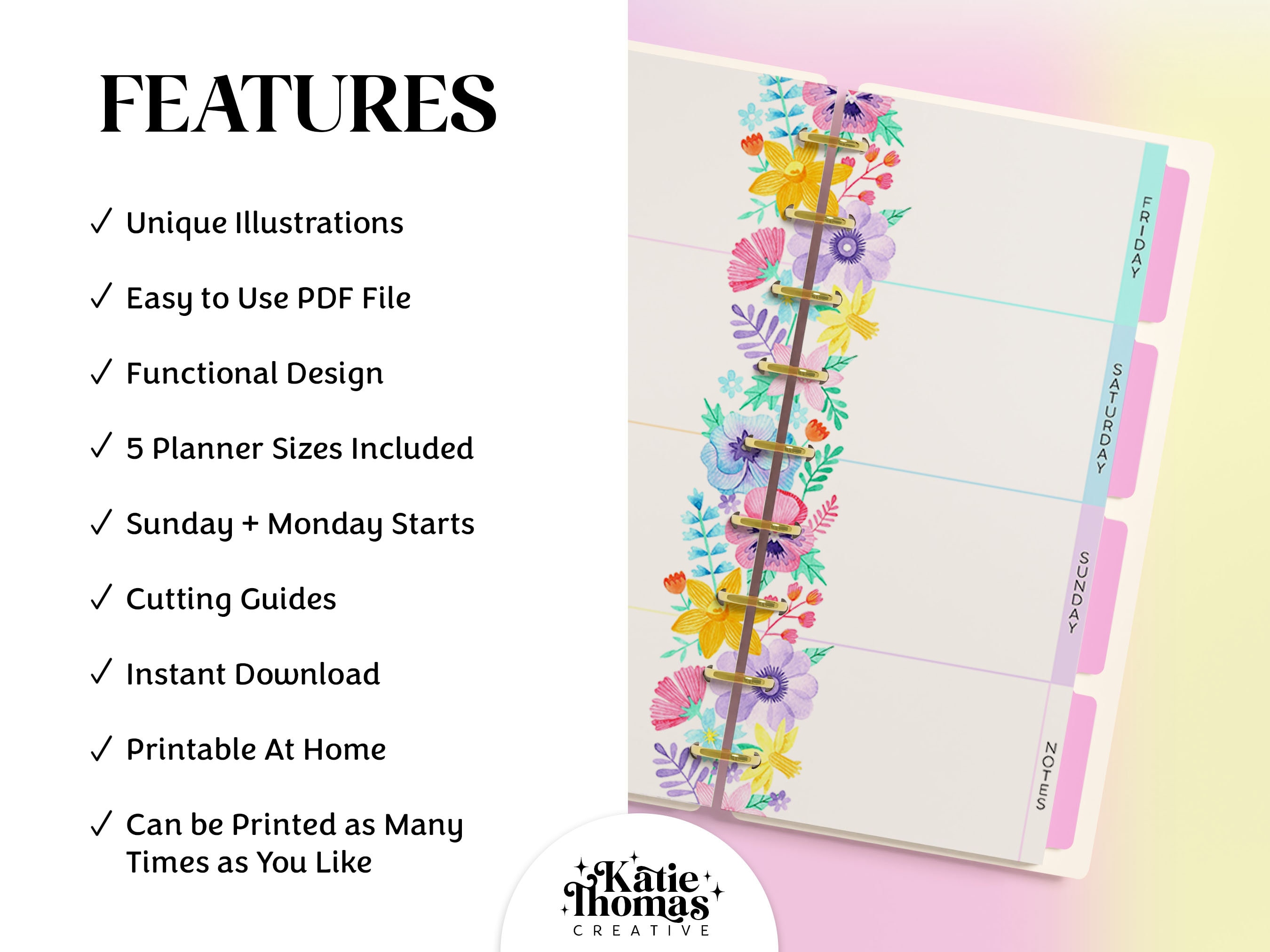 WEEKLY Planner Inserts Fit Happy Planner Skinny Classic, Skinny Mini ...