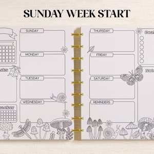Printable Colouring WEEKLY Planner Inserts Fits Happy Planner Classic ...