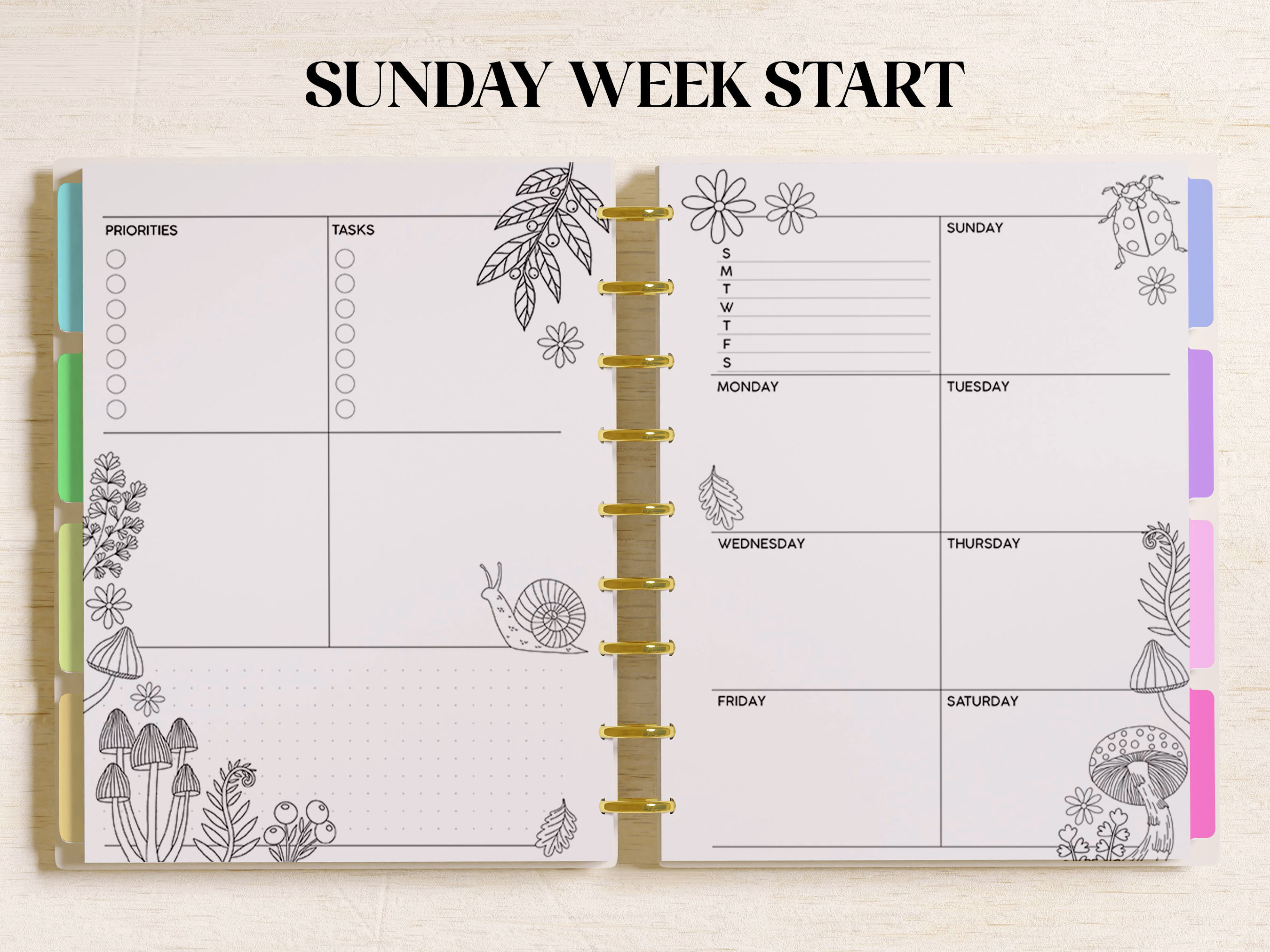 Printable Coloring DASHBOARD WEEKLY Planner Inserts Fits Happy Planner ...