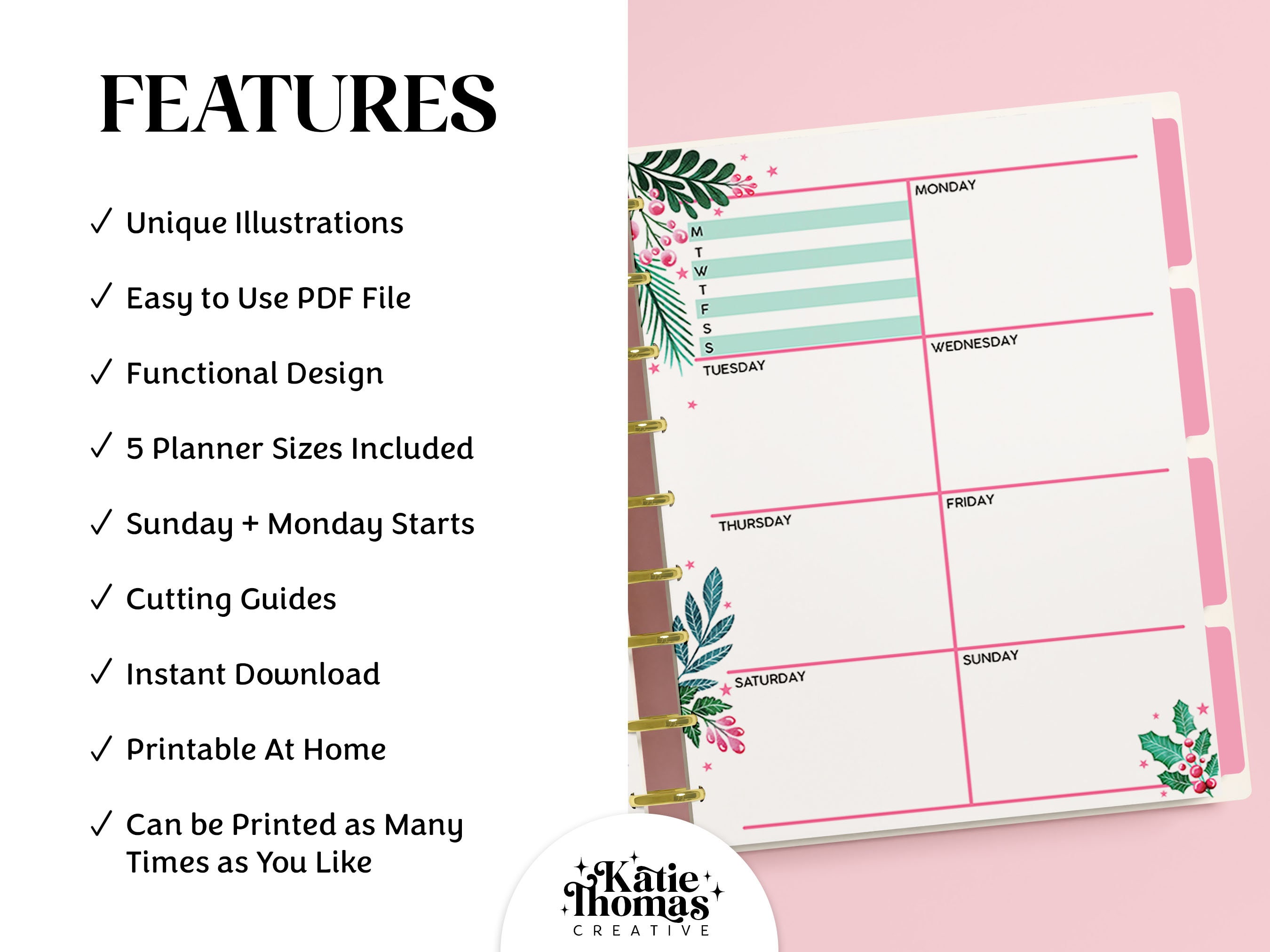 WEEKLY DASHBOARD Planner Inserts Fits Happy Planner Classic, Big & Mini ...