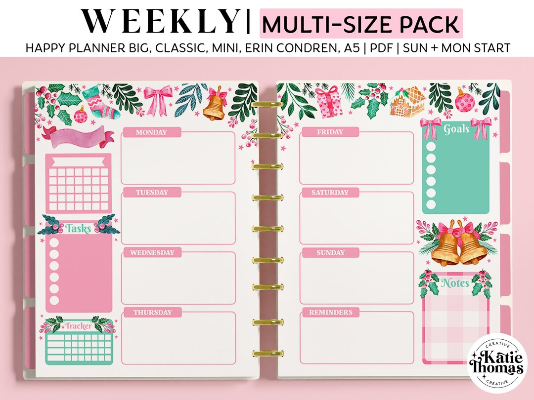 WEEKLY Planner Inserts for Happy Planner Classic, Big & Mini, Erin ...