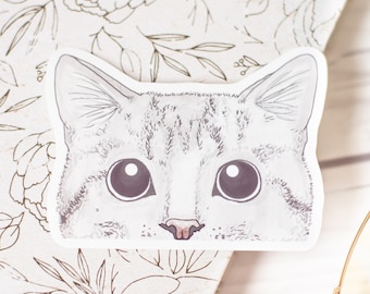 GREY CAT STICKER • waterproof sticker, kitten stickers, waterbottle stickers, stickers for laptops, cute cat stickers, adorable cat sticker