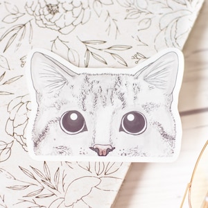 GREY CAT STICKER • waterproof sticker, kitten stickers, waterbottle stickers, stickers for laptops, cute cat stickers, adorable cat sticker