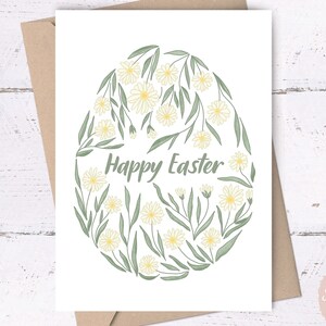 Joyeuses Pâques, carte de Pâques florale • carte imprimable, carte florale illustrée, carte de Pâques imprimable, carte d'oeuf de Pâques, carte de Pâques avec des fleurs