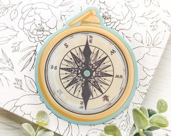COMPASS STICKERS • waterproof stickers, outdoorsy stickers, hiking stickers, waterbottle stickers, camping stickers, travel stickers