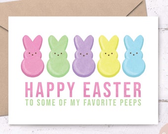 Happy Easter, Marshmallow Peeps Card • printable Easter card, puny Easter greeting cards, Easter card with peeps, Easter card for kids