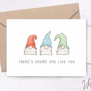 Existe um Gnome como você • gnomo de jardim para imprimir, cartão de gnomo, cartões fofos para imprimir, cartões de aniversário para imprimir, cartão fofo de troll, cartões de elfo