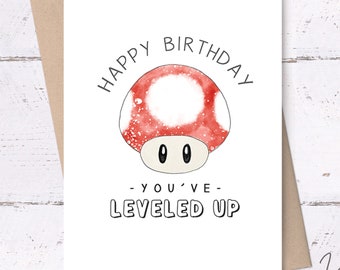 Danilo Promotions LTD Biglietto di auguri per il 7° compleanno di Super Mario, biglietto di compleanno per bambini, per festa del 7° compleanno, biglietto di auguri per bambini, con licenza ufficiale