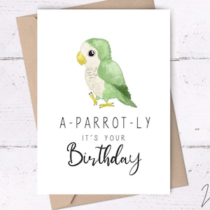 A-PARROT-LY het is jouw verjaardag • afdrukbare verjaardagskaart, gelukkige verjaardagskaart, papegaaienkaart, nietige verjaardagskaarten, verjaardagskaarten vogel