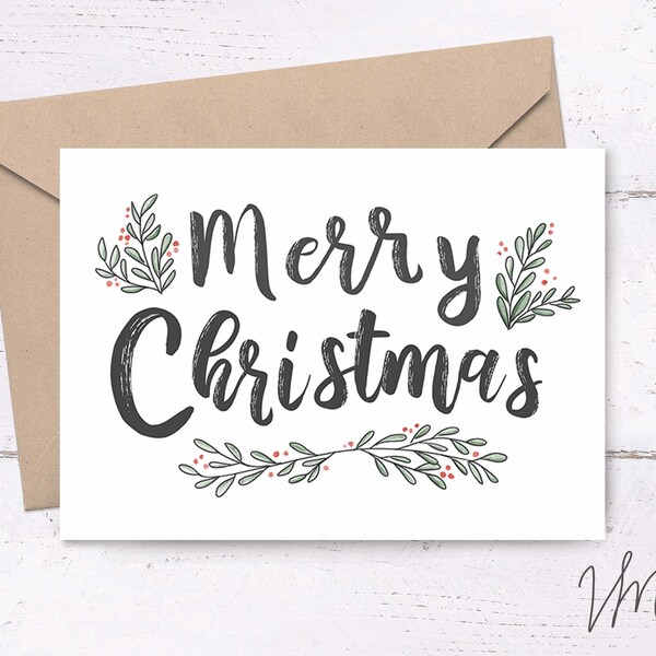 Merry Christmas Card • printable Christmas card, last minute Christmas cards, printable Merry Christmas card, happy holidays card, Christmas