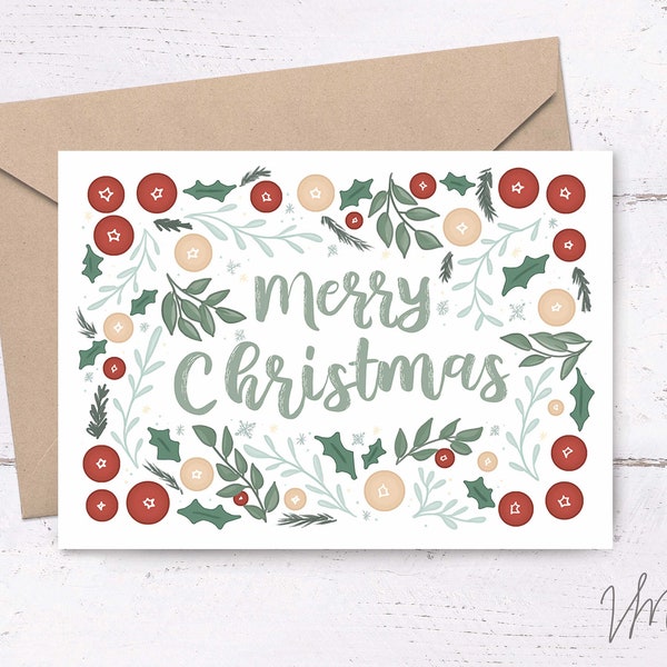 Carte de joyeux Noël • carte de Noël imprimable, cartes de Noël festives, carte imprimable, cartes de Noël imprimables, carte de vacances, carte de Noël