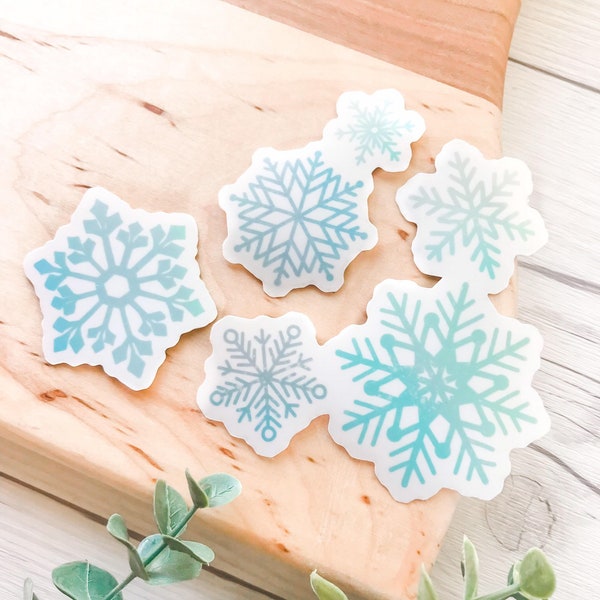 SNOWFLAKE STICKERS • waterproof stickers, blue snowflake stickers, snow stickers, winter stickers, stickers for waterbottles, laptop sticker