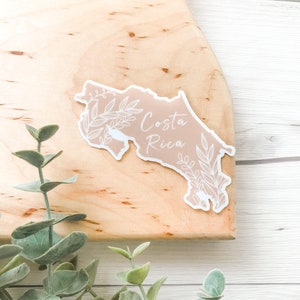 COSTA RICA STICKER • waterproof stickers, country map stickers, aesthetic travel sticker, travel souvenir sticker, water bottle stickers,