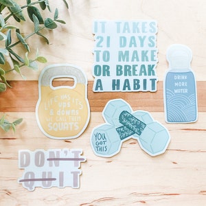 FITNESS STICKERS • waterproof sticker, fitness quote stickers, workout stickers, gym stickers, lifting stickers, fitness weights sticker