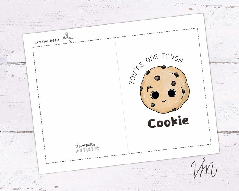 You're one tough Cookie Card get well soon card, sweet get well card, printable get well card, encouragement card, cute printable cards image 2