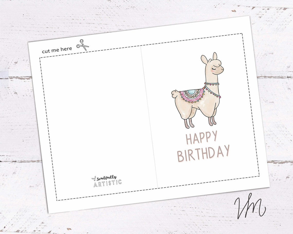 Llama Birthday Card Happy Birthday Card Printable Birthday - Etsy