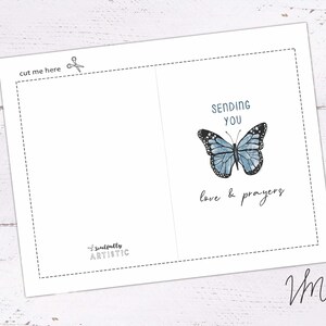 Butterfly Card, Sending You Love & Prayers printable card, Christian sympathy cards, praying for you card, sympathy cards, religious cards image 2