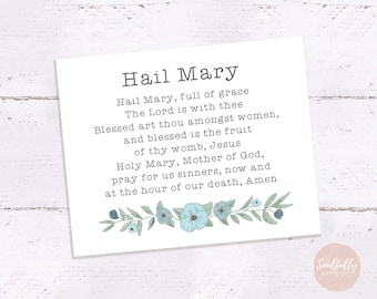 Hail Mary Prayer Card • printable prayer card, catholic prayers, printable hail mary prayer, religious prayer cards, catholic prayer prints
