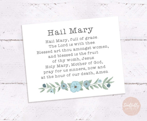 Hail Mary Prayer Card Printable Prayer Card Catholic | Etsy