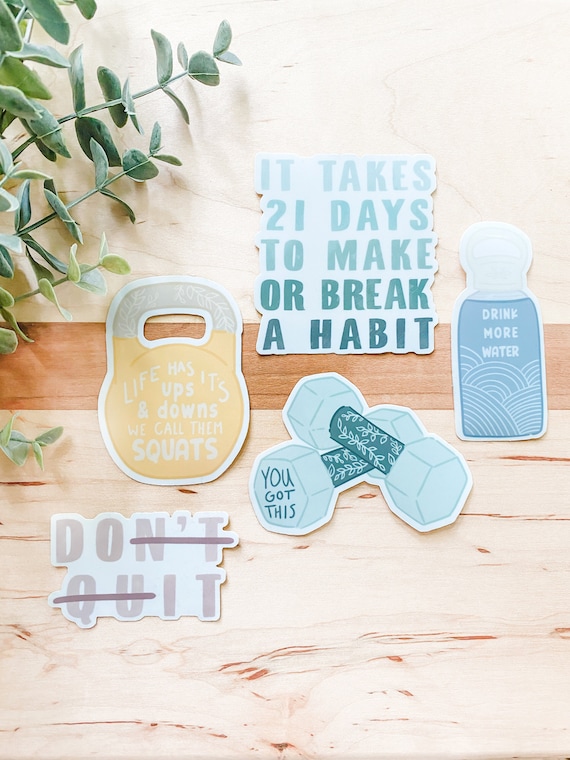 FITNESS STICKERS • waterproof sticker, fitness quote stickers, workout stickers, gym stickers, lifting stickers, fitness weights sticker