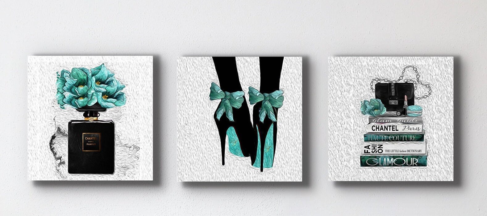 Glamour fashion set Wall décor Home Décor Art UV print on 3 Etsy