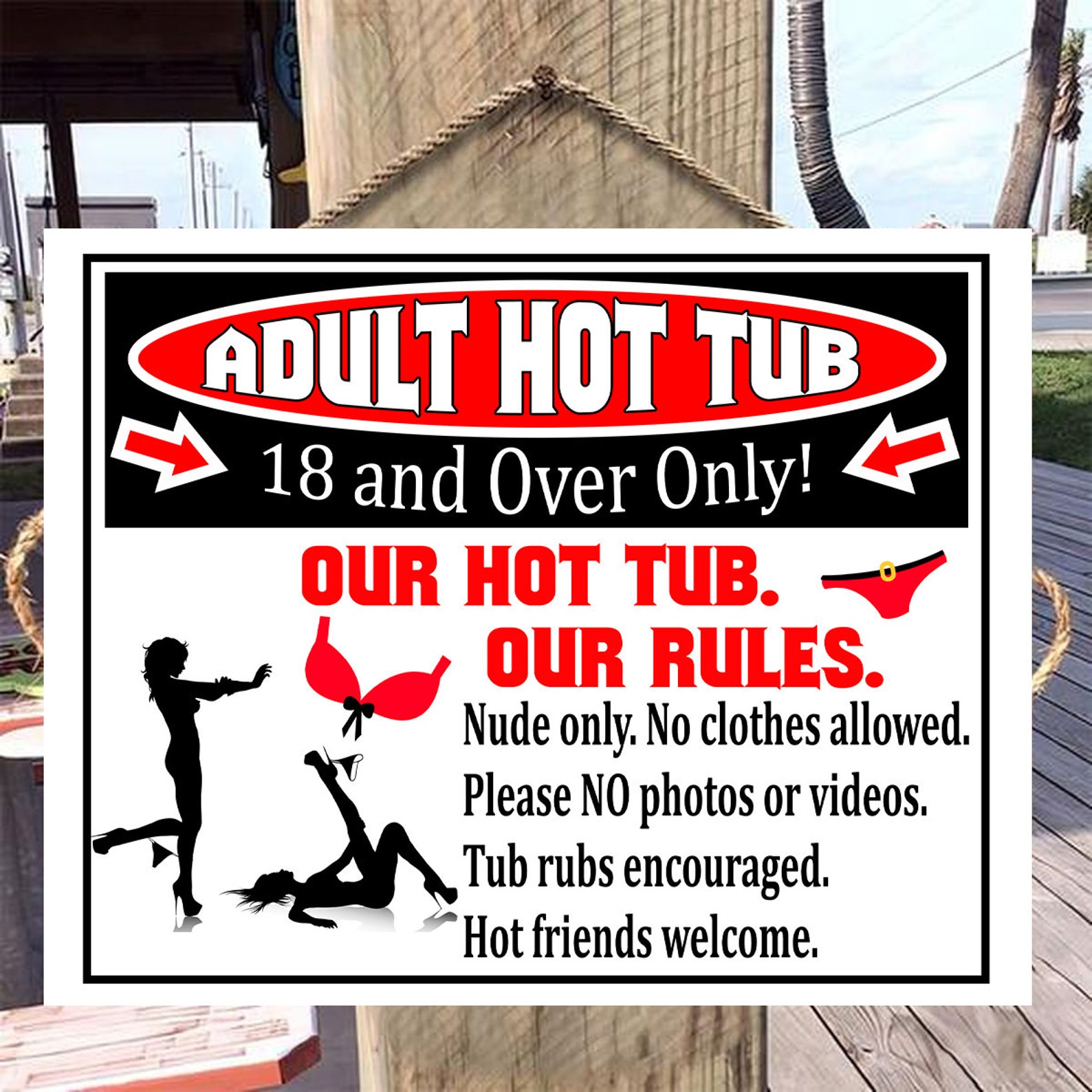 Adult Hot Tub Sign Outdoor Sign Spa Sign Fun Gift Etsy