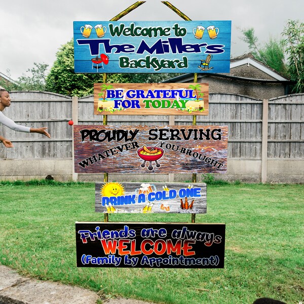 Backyard sign ,Patio sign, Build your own Backyard/Patio sign, Custom Outdoor signs, Cool yard sign, personalize signs.