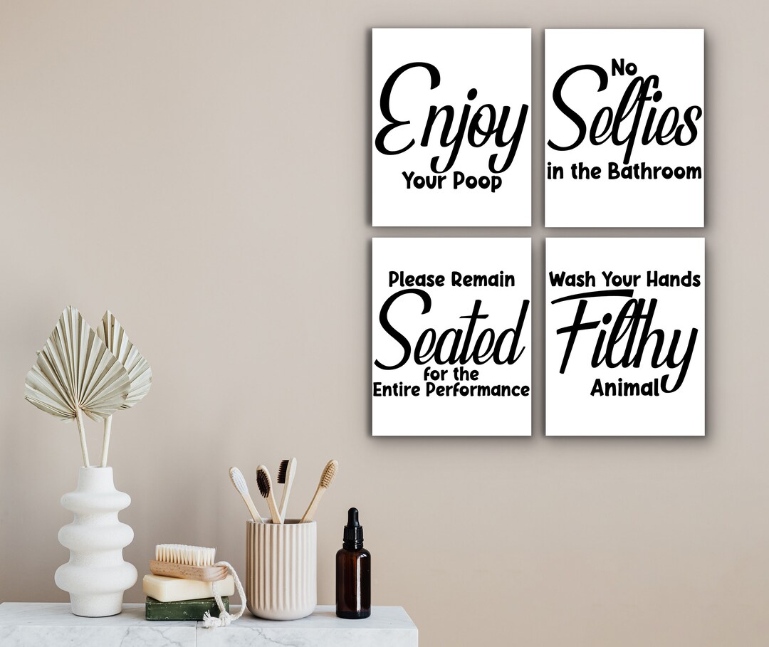 Bathroom/toilet Rules, Funny Bathroom Decoration, Bathroom Set of 4 ...