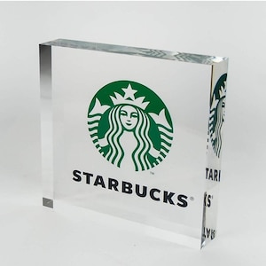 Logo Display, Premium Clear Acrylic Glass Block, Office Decor, QR Code Sign,Payment Sign.