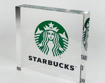 Logo Display, Premium Clear Acrylic Glass Block, Office Decor, QR Code Sign,Payment Sign.