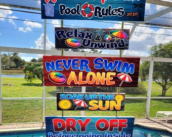 Pool Sign, build your own pool sign, Backyard, Patio, BBQ, Hot Tub, Spa, Custom Outdoor signs, Pool Rules, Father's Day, newhouse, new pool.