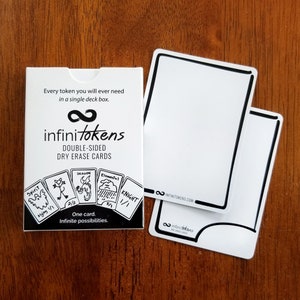 Tarjetas/fichas borrables en seco InfiniTokens: paquete de 25 (fichas/proxies de doble cara, borrables y reutilizables para juegos como MTG o juegos de creación de prototipos)